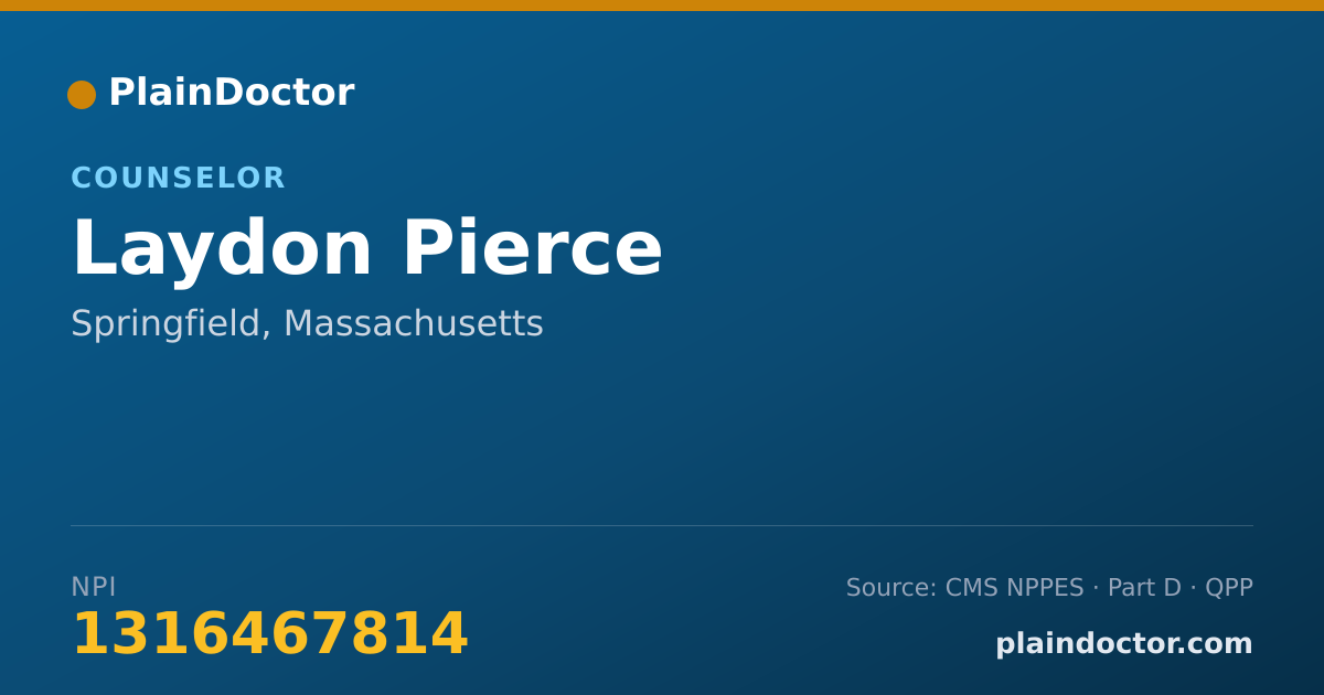 Shareable card for Laydon Pierce - Counselor, Springfield, MA