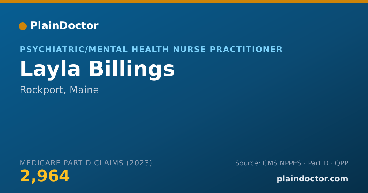 Shareable card for Layla Billings - Psychiatric/Mental Health Nurse Practitioner, Rockport, ME