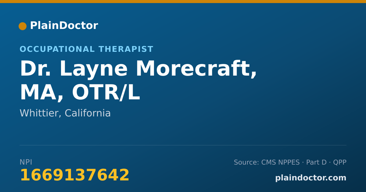 Shareable card for Layne Morecraft, MA, OTR/L - Occupational Therapist, Whittier, CA