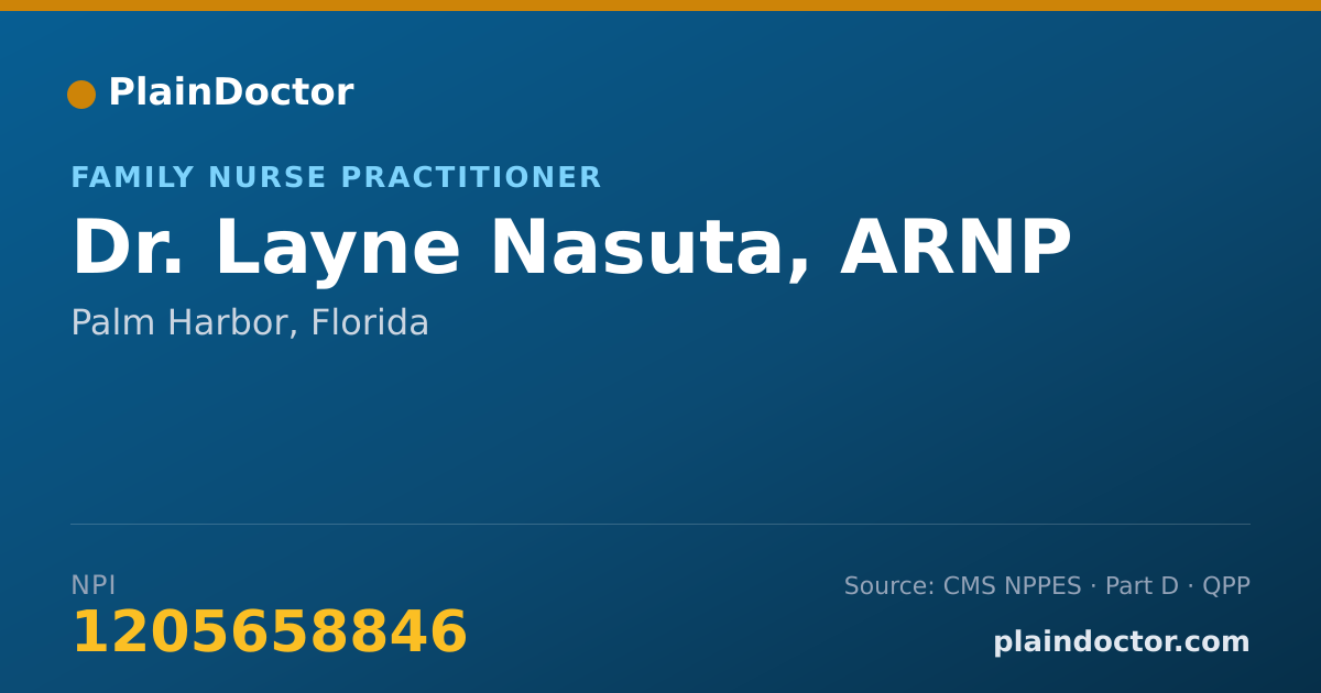 Shareable card for Layne Nasuta, ARNP - Family Nurse Practitioner, Palm Harbor, FL
