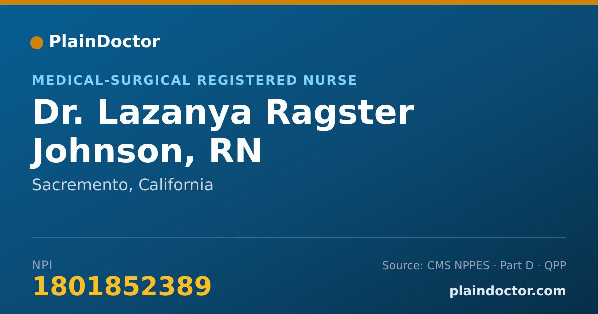 Shareable card for Lazanya Ragster Johnson, RN - Medical-Surgical Registered Nurse, Sacremento, CA