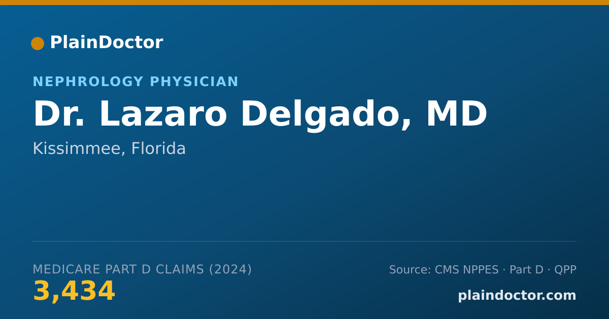 Shareable card for Lazaro Delgado, MD - Nephrology Physician, Kissimmee, FL