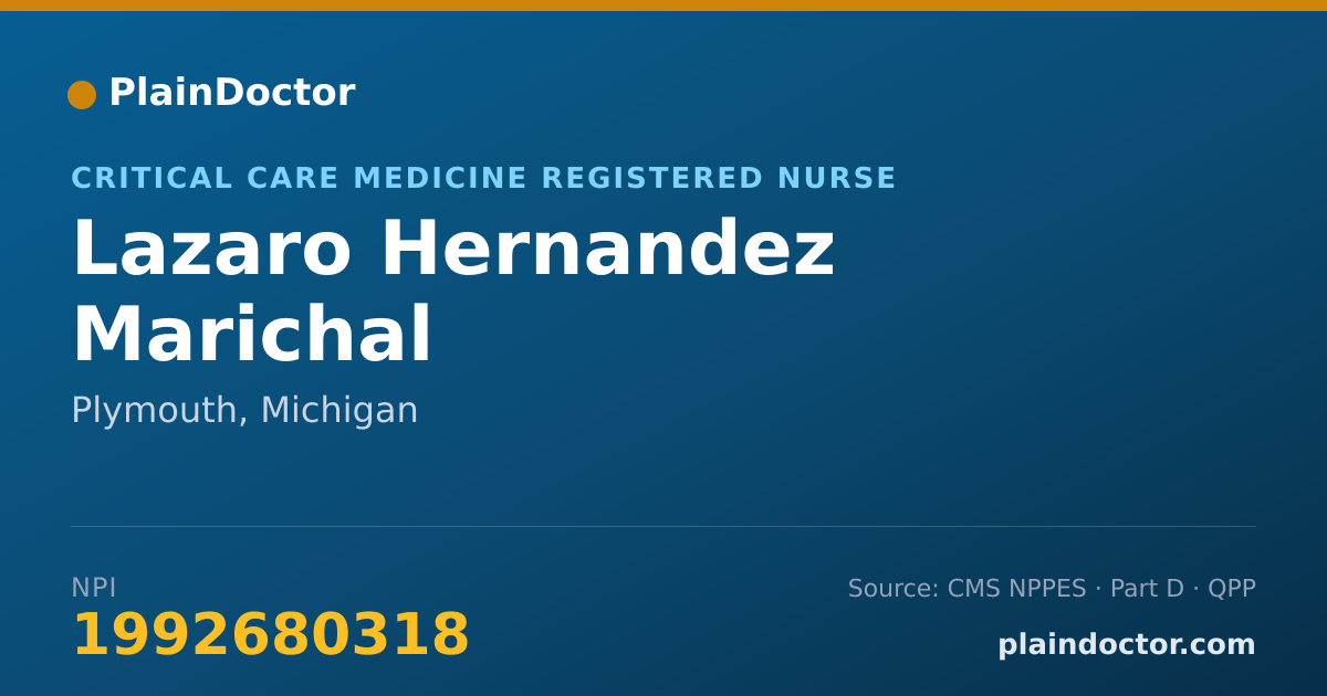 Shareable card for Lazaro Hernandez Marichal - Critical Care Medicine Registered Nurse, Plymouth, MI