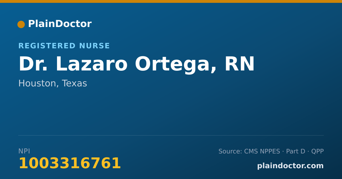 Shareable card for Lazaro Ortega, RN - Registered Nurse, Houston, TX