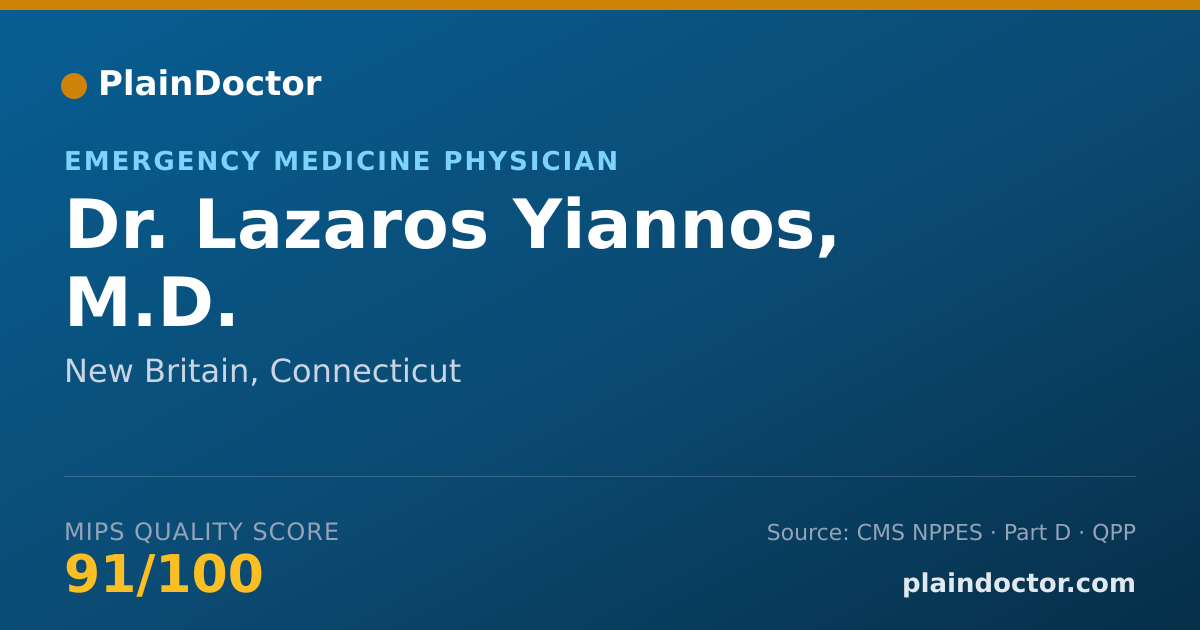 Shareable card for Lazaros Yiannos, M.D. - Emergency Medicine Physician, New Britain, CT