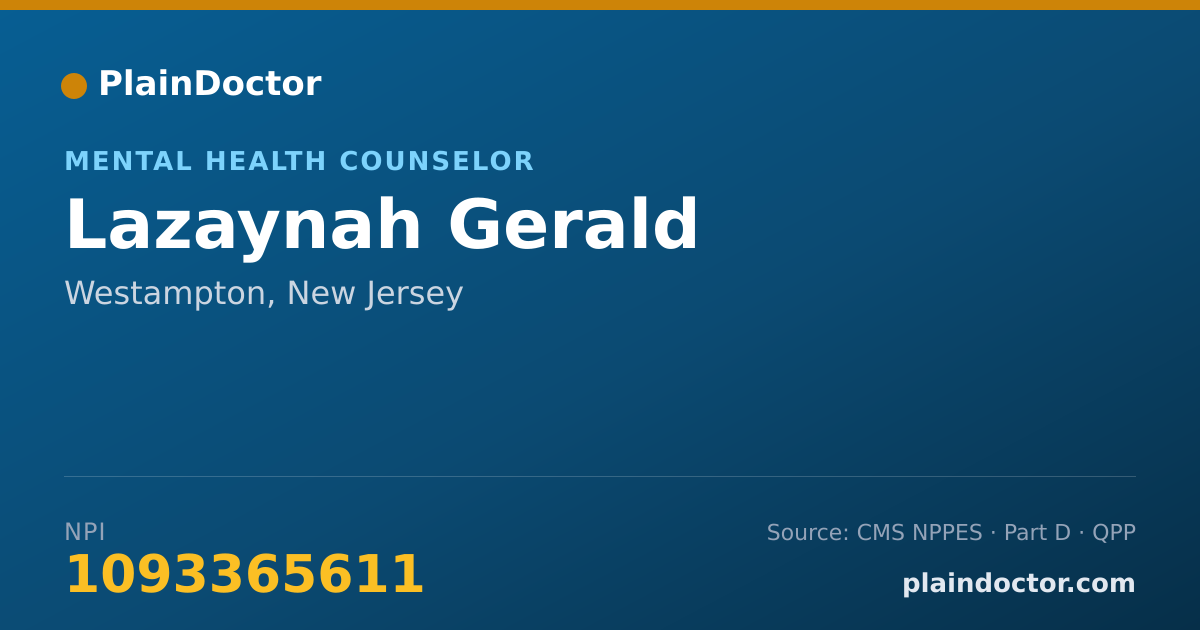 Shareable card for Lazaynah Gerald - Mental Health Counselor, Westampton, NJ