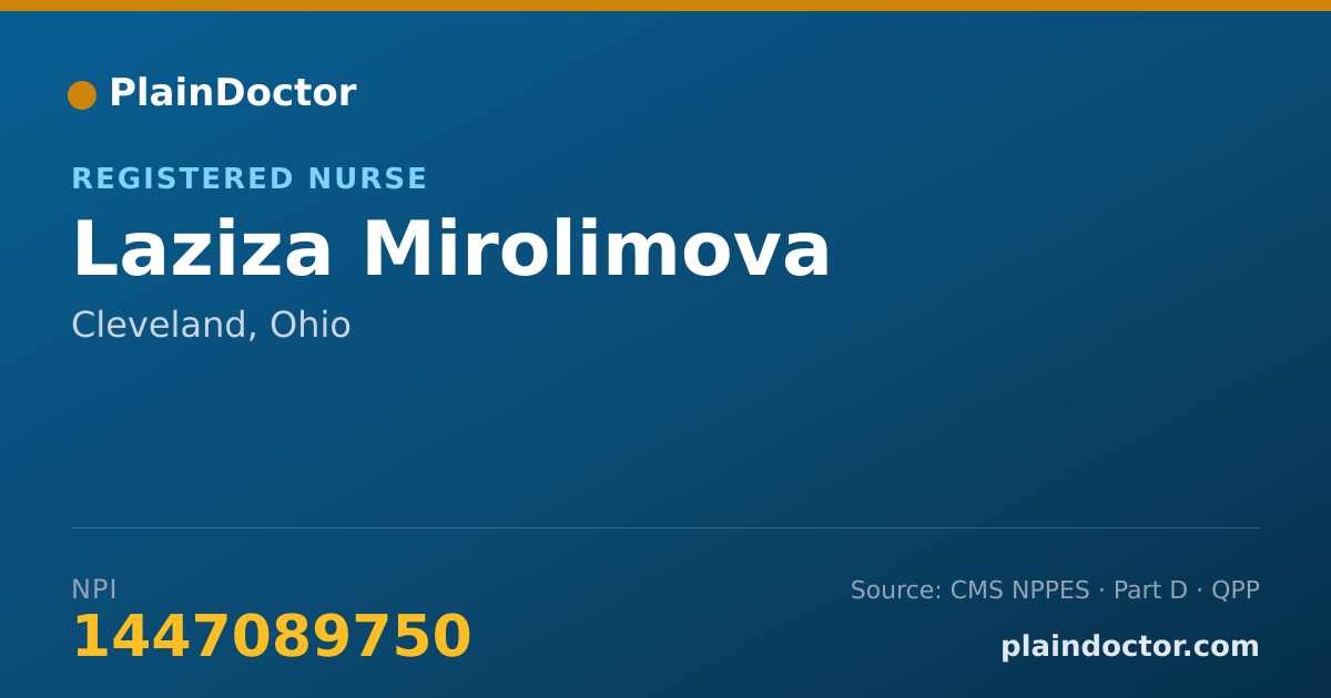 Shareable card for Laziza Mirolimova - Registered Nurse, Cleveland, OH