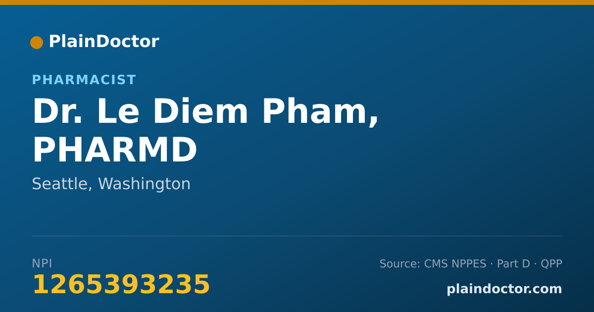 Shareable card for Le Diem Pham, PHARMD - Pharmacist, Seattle, WA