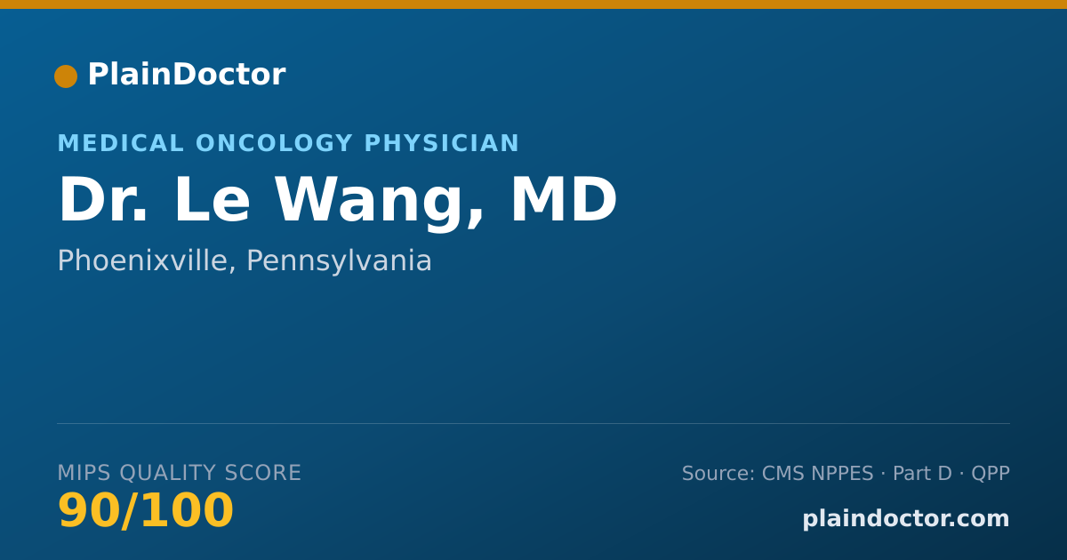 Shareable card for Le Wang, MD - Medical Oncology Physician, Phoenixville, PA