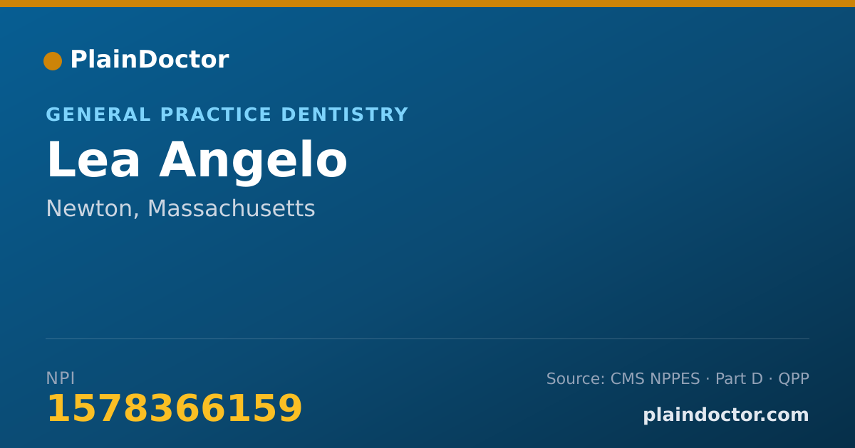 Shareable card for Lea Angelo - General Practice Dentistry, Newton, MA