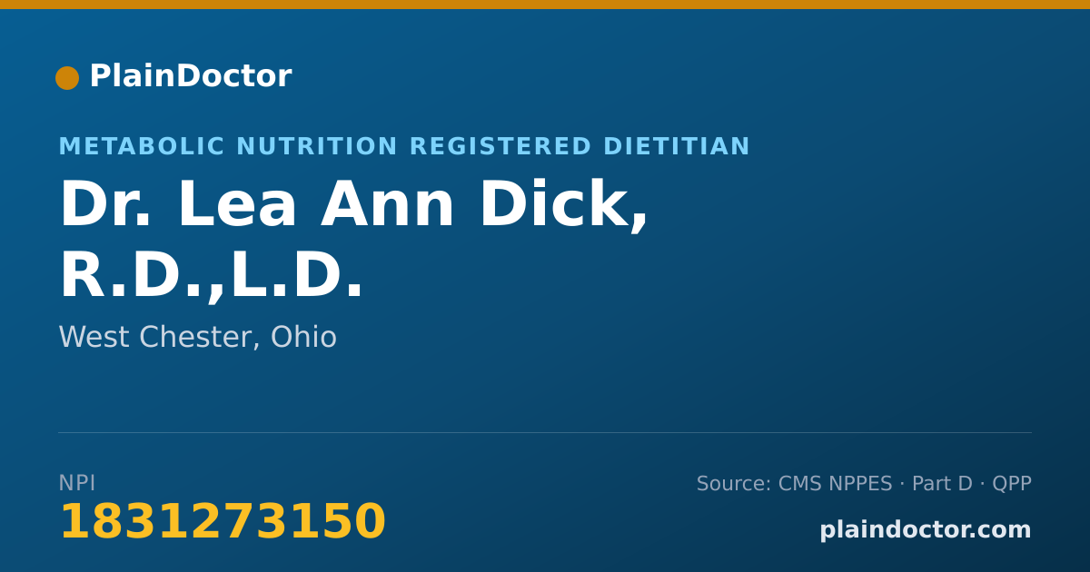Shareable card for Lea Ann Dick, R.D.,L.D. - Metabolic Nutrition Registered Dietitian, West Chester, OH