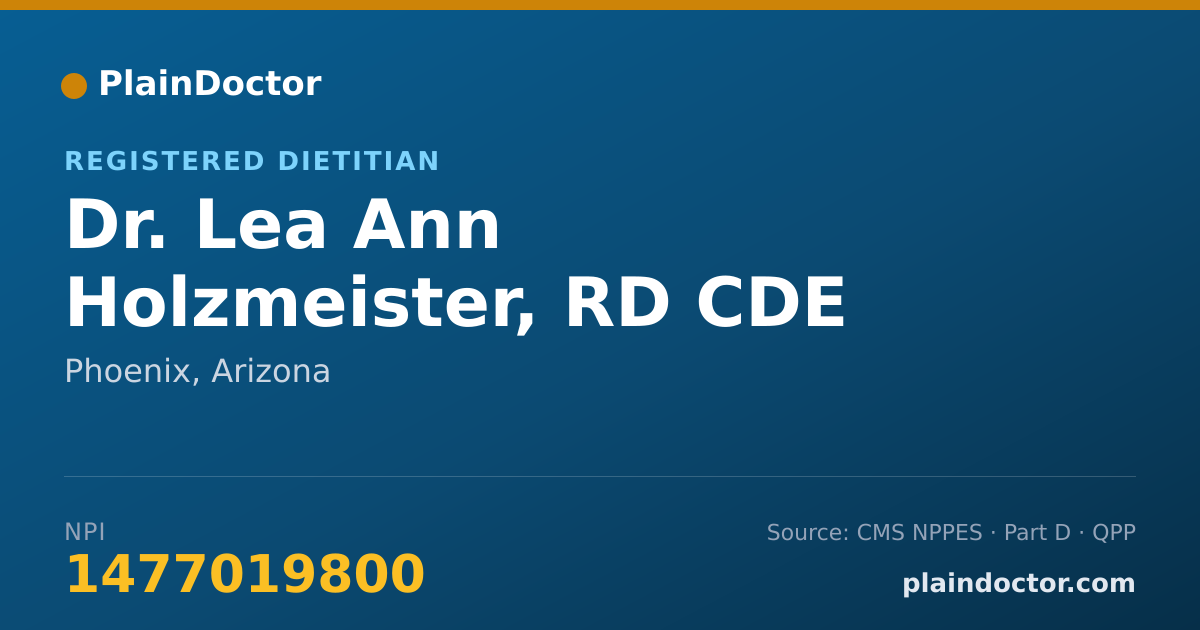 Shareable card for Lea Ann Holzmeister, RD CDE - Registered Dietitian, Phoenix, AZ