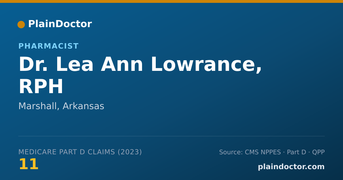 Shareable card for Lea Ann Lowrance, RPH - Pharmacist, Marshall, AR