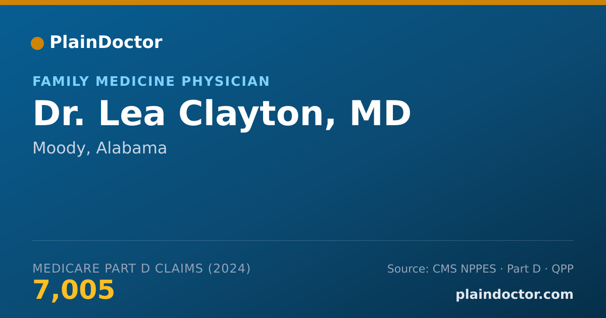 Shareable card for Lea Clayton, MD - Family Medicine Physician, Moody, AL