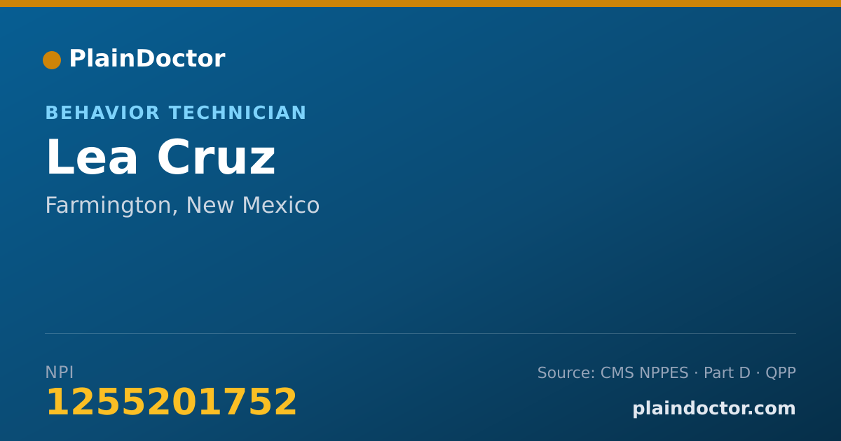 Shareable card for Lea Cruz - Behavior Technician, Farmington, NM