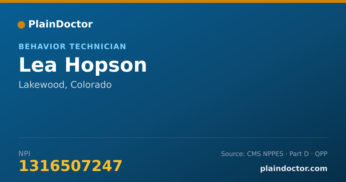 Shareable card for Lea Hopson - Behavior Technician, Lakewood, CO