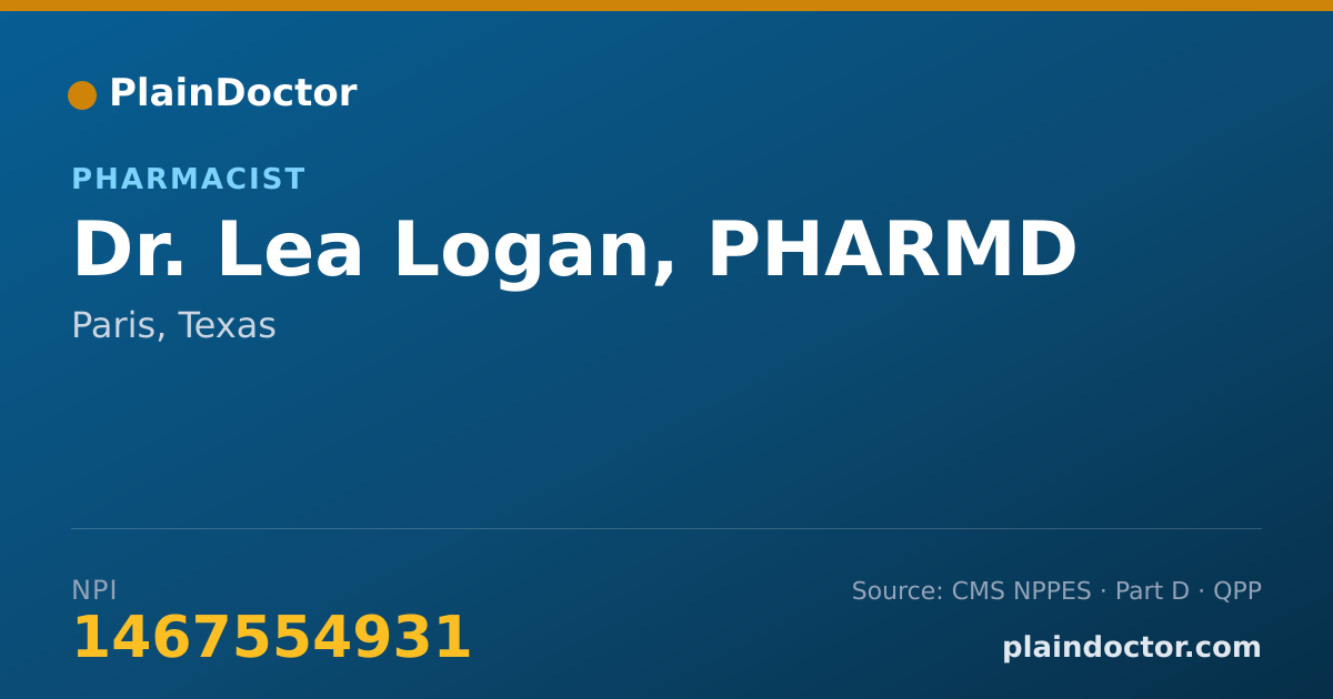 Shareable card for Lea Logan, PHARMD - Pharmacist, Paris, TX