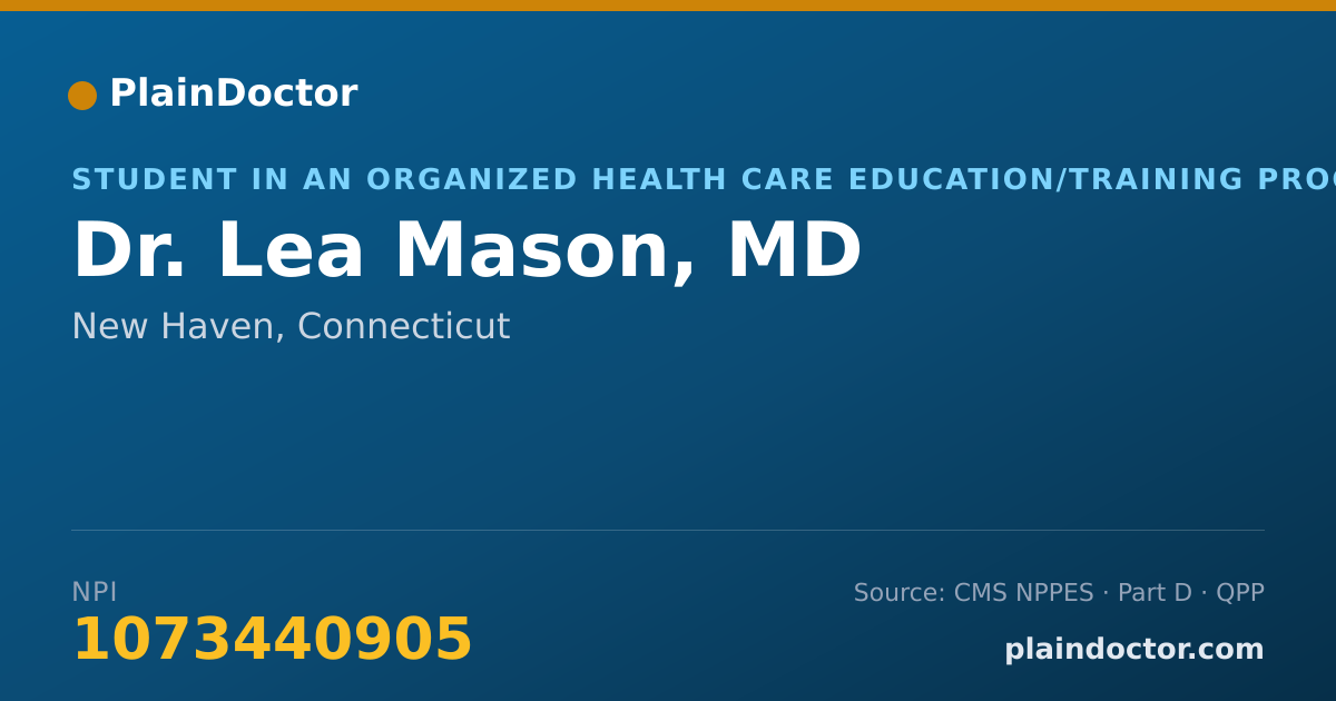 Shareable card for Lea Mason, MD - Student in an Organized Health Care Education/Training Program, New Haven, CT