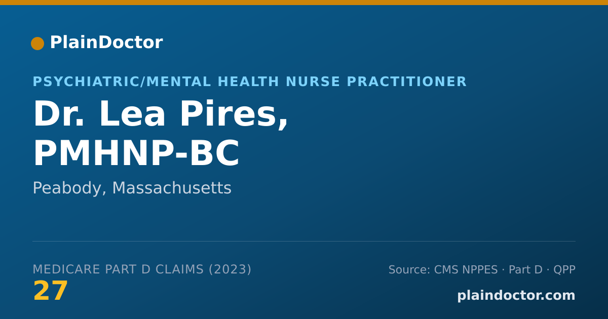 Shareable card for Lea Pires, PMHNP-BC - Psychiatric/Mental Health Nurse Practitioner, Peabody, MA
