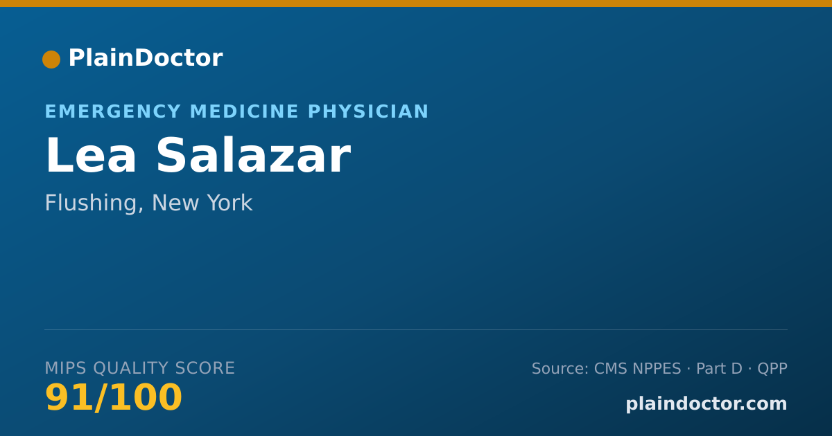 Shareable card for Lea Salazar - Emergency Medicine Physician, Flushing, NY