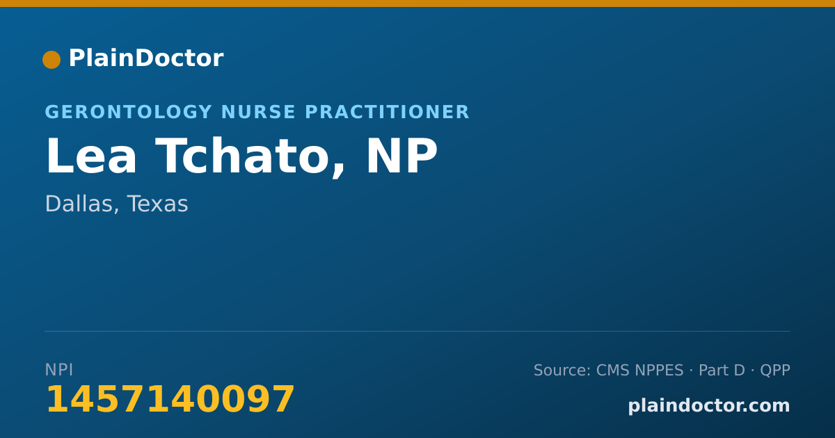 Shareable card for Lea Tchato, NP - Adult Health Nurse Practitioner, Dallas, TX