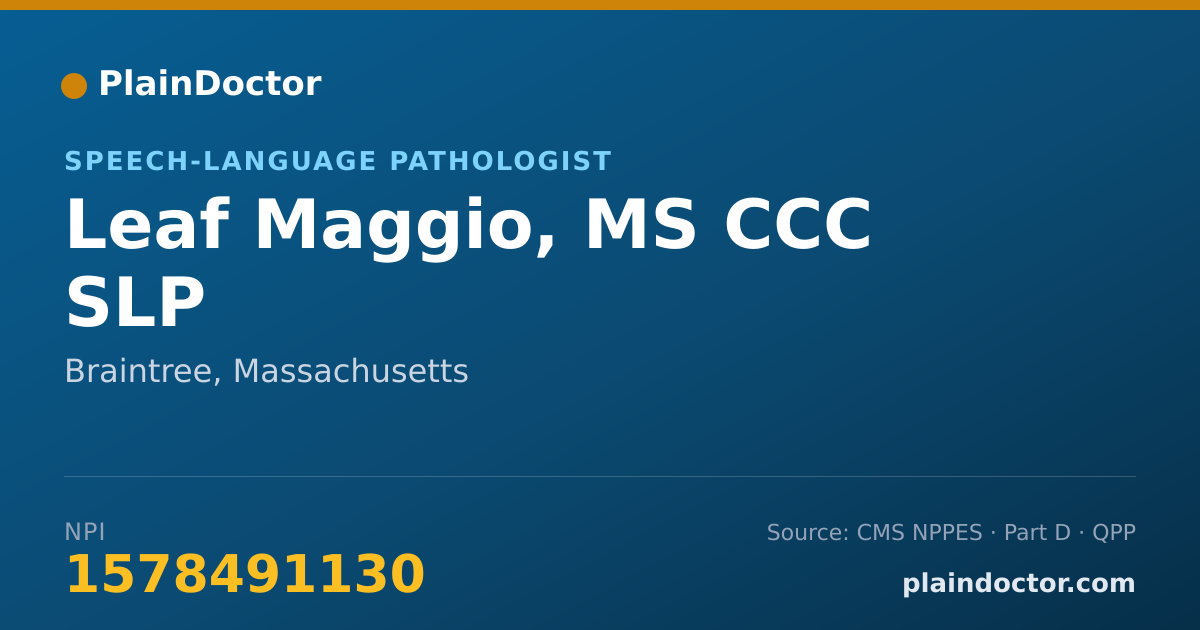 Shareable card for Leaf Maggio, MS CCC SLP - Speech-Language Pathologist, Braintree, MA