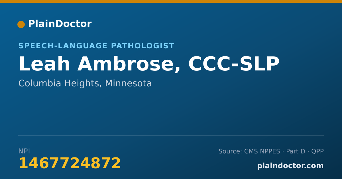 Shareable card for Leah Ambrose, CCC-SLP - Speech-Language Pathologist, Columbia Heights, MN