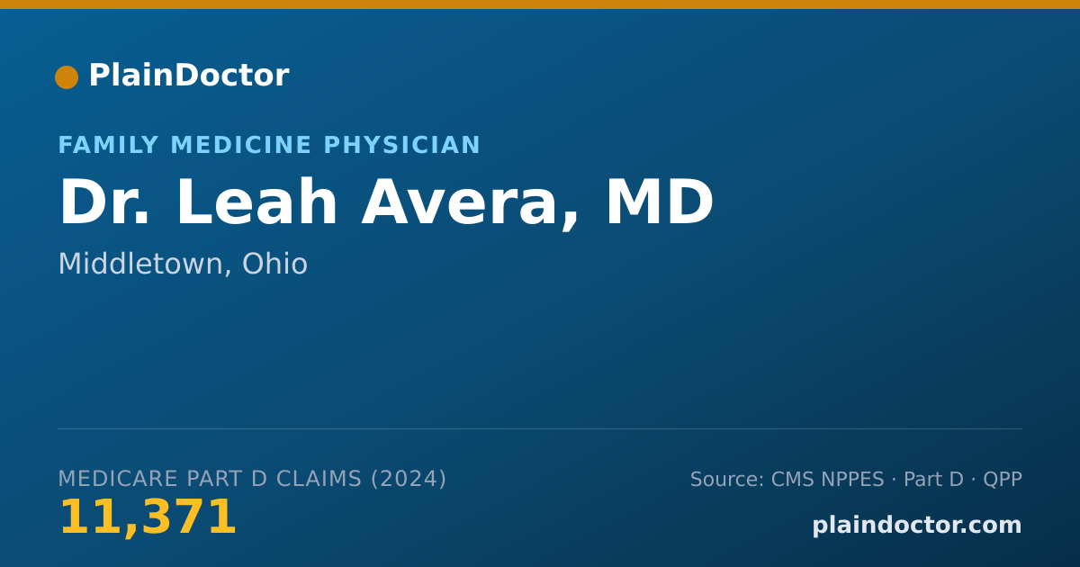 Shareable card for Leah Avera, MD - Family Medicine Physician, Middletown, OH