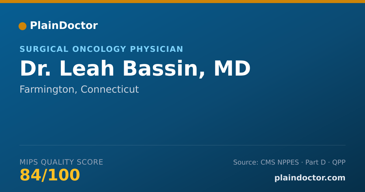 Shareable card for Leah Bassin, MD - Surgical Oncology Physician, Farmington, CT