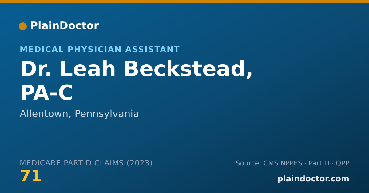 Shareable card for Leah Beckstead, PA-C - Medical Physician Assistant, Allentown, PA