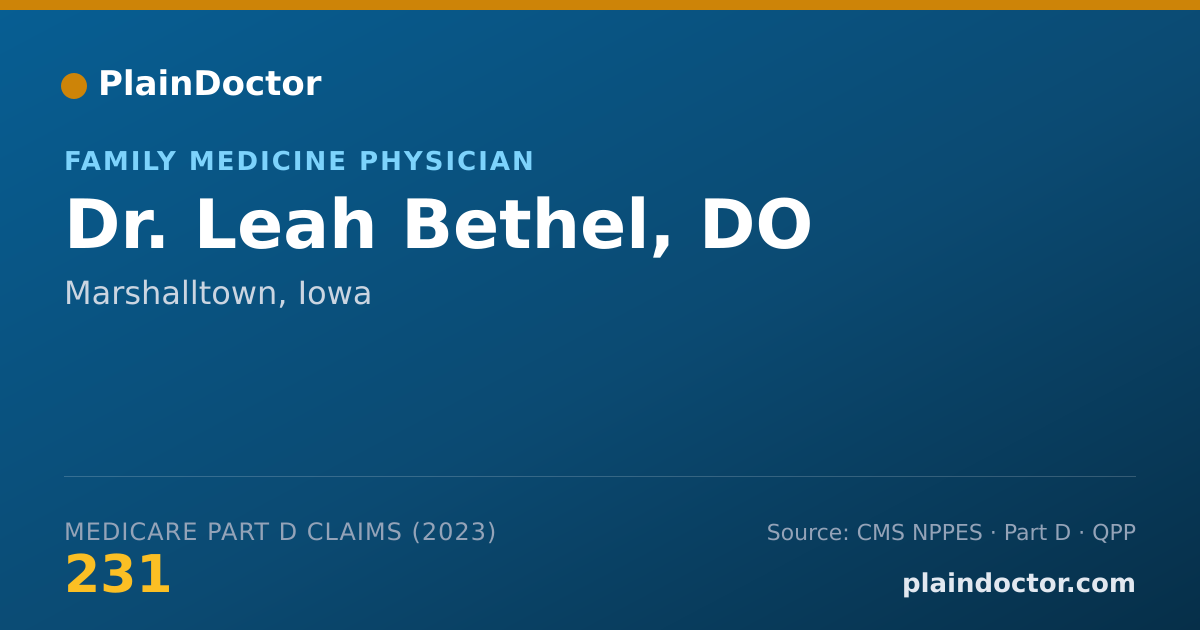 Shareable card for Leah Bethel, DO - Family Medicine Physician, Marshalltown, IA