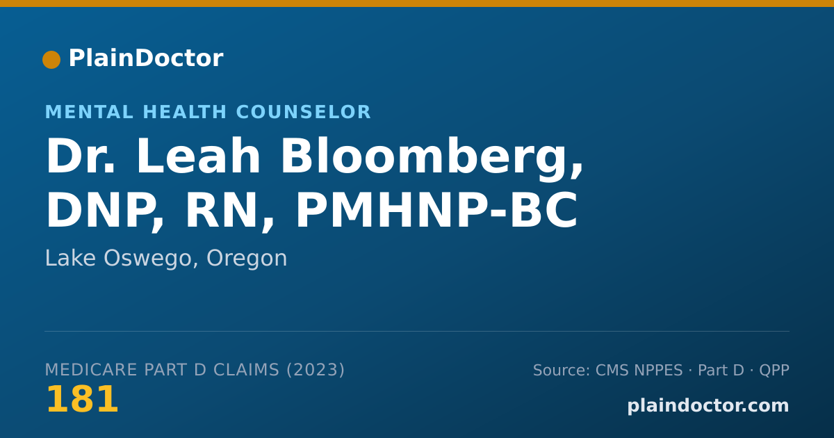 Shareable card for Leah Bloomberg, DNP, RN, PMHNP-BC - Mental Health Counselor, Lake Oswego, OR