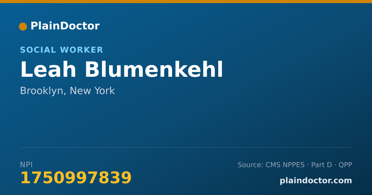 Shareable card for Leah Blumenkehl - Social Worker, Brooklyn, NY