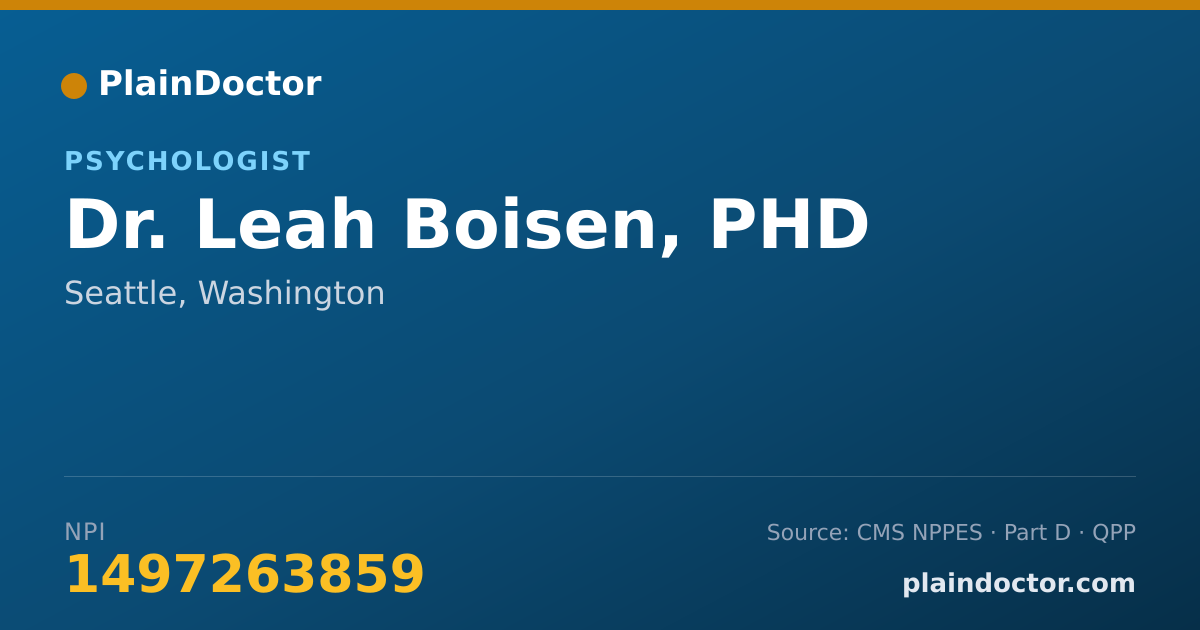 Shareable card for Leah Boisen, PHD - Psychologist, Seattle, WA