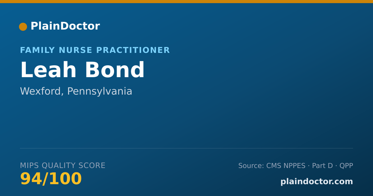 Shareable card for Leah Bond - Family Nurse Practitioner, Wexford, PA