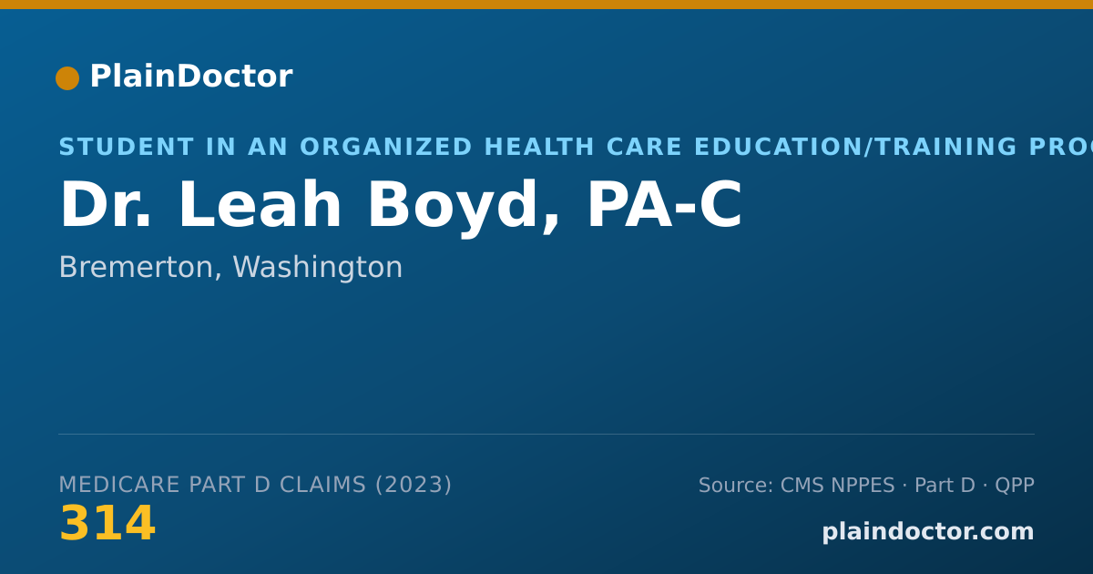 Shareable card for Leah Boyd, PA-C - Student in an Organized Health Care Education/Training Program, Bremerton, WA