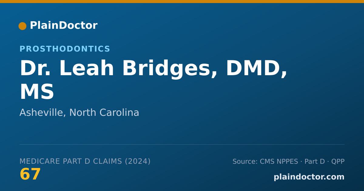 Shareable card for Leah Bridges, DMD, MS - Prosthodontics, Asheville, NC
