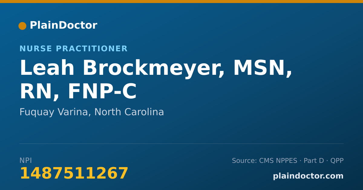 Shareable card for Leah Brockmeyer, MSN, RN, FNP-C - Nurse Practitioner, Fuquay Varina, NC
