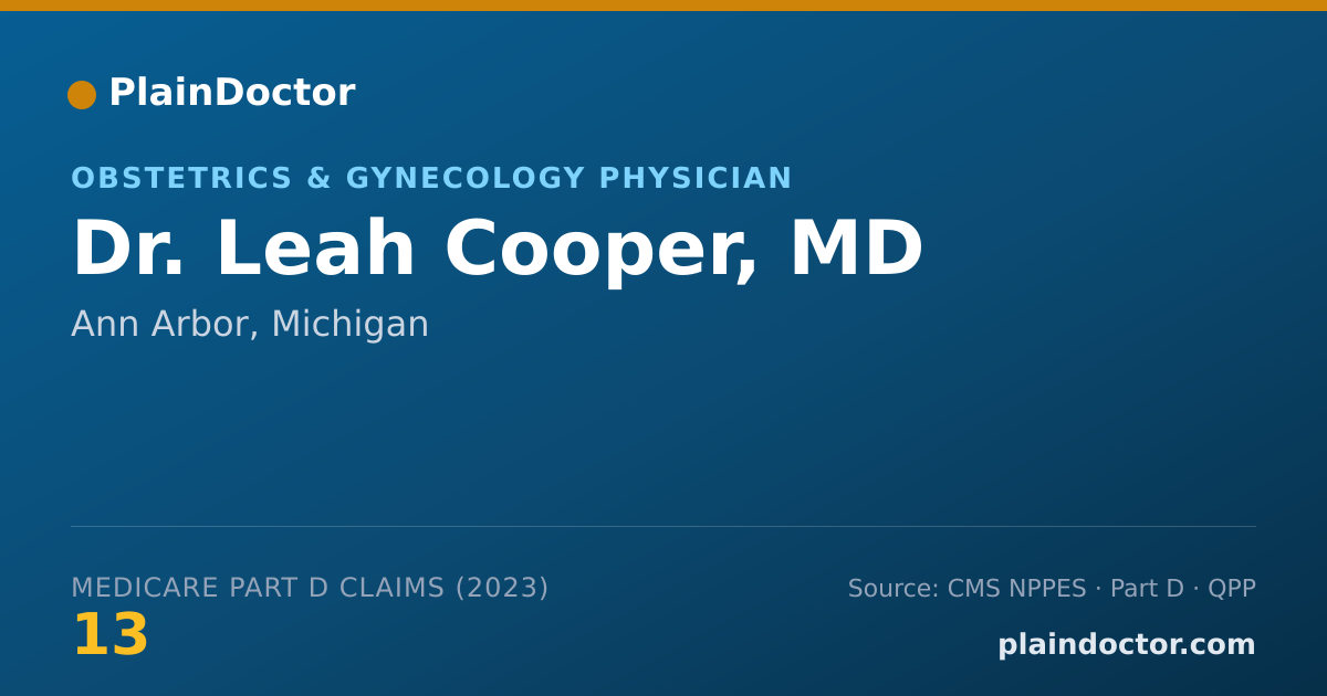 Shareable card for Leah Cooper, MD - Obstetrics & Gynecology Physician, Ann Arbor, MI