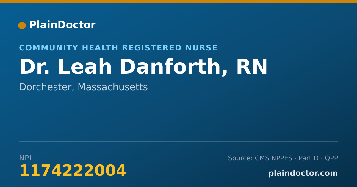 Shareable card for Leah Danforth, RN - Community Health Registered Nurse, Dorchester, MA