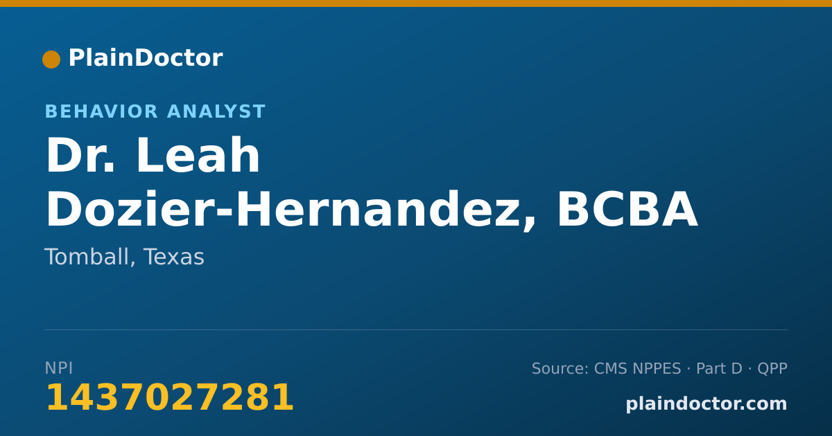 Shareable card for Leah Dozier-Hernandez, BCBA - Behavior Analyst, Tomball, TX