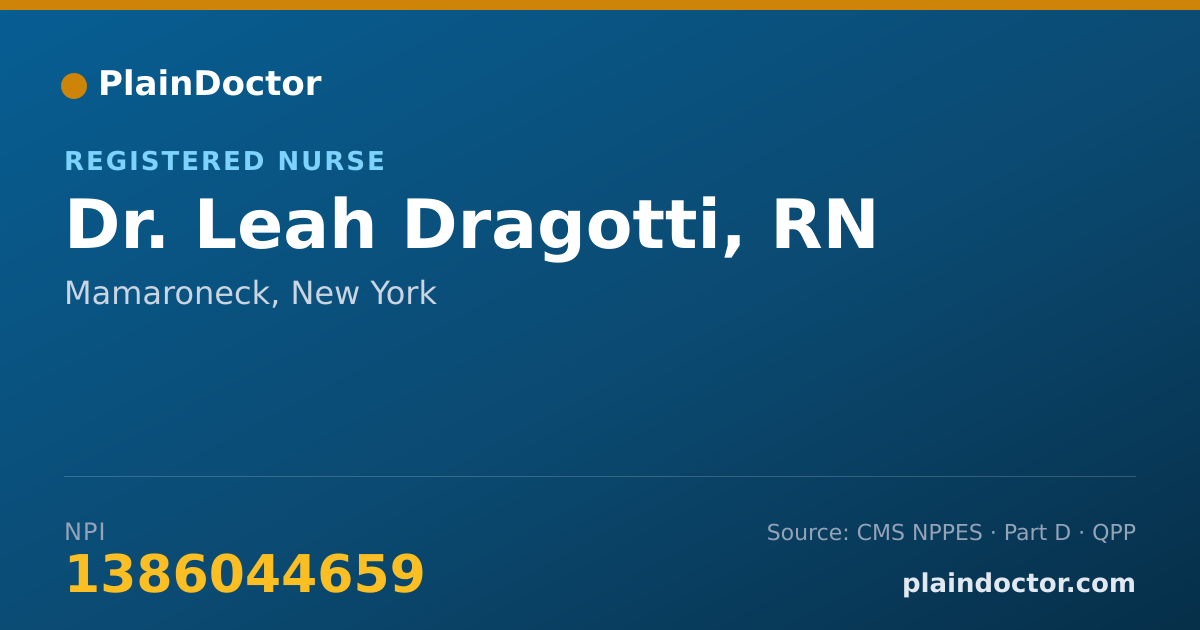 Shareable card for Leah Dragotti, RN - Registered Nurse, Mamaroneck, NY