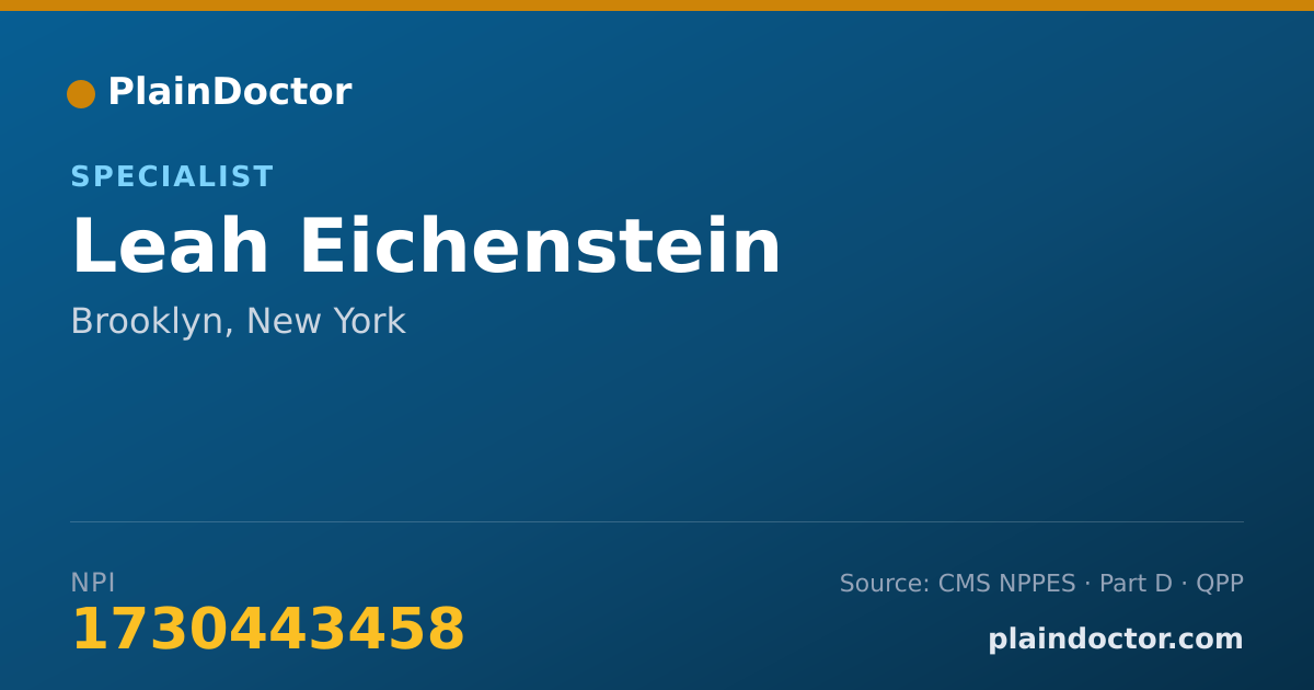 Shareable card for Leah Eichenstein - Specialist, Brooklyn, NY