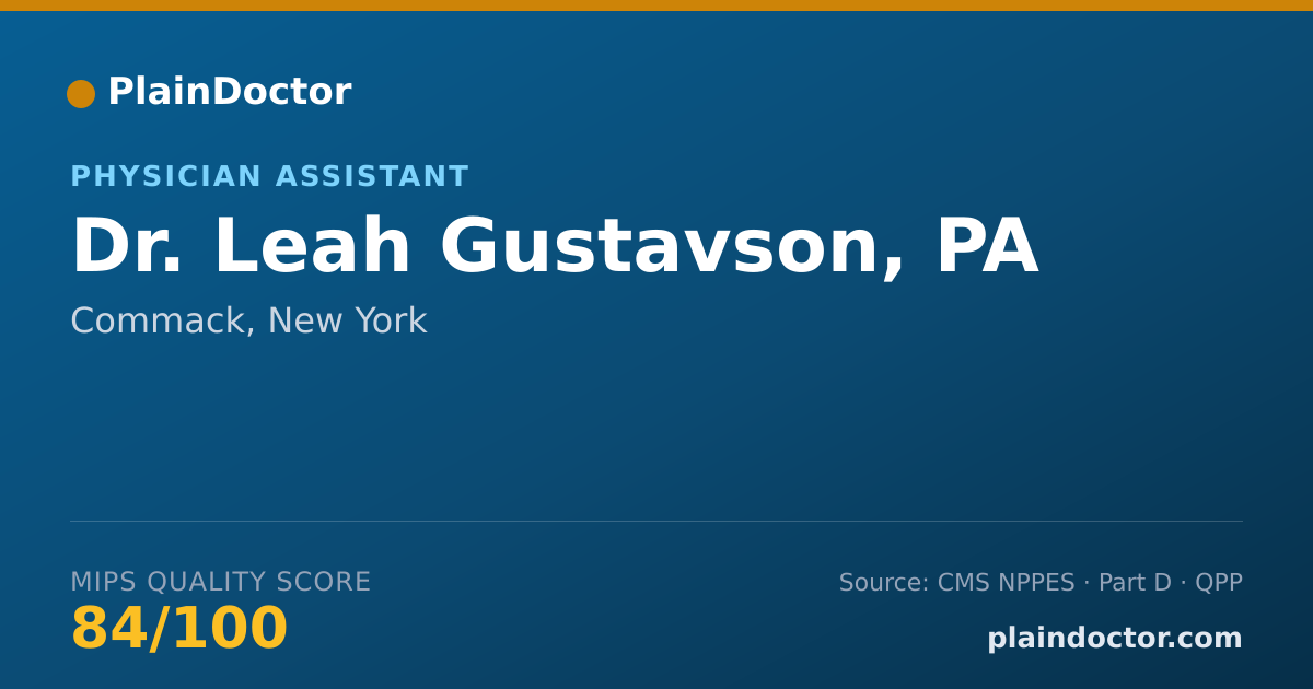 Shareable card for Leah Gustavson, PA - Physician Assistant, Commack, NY