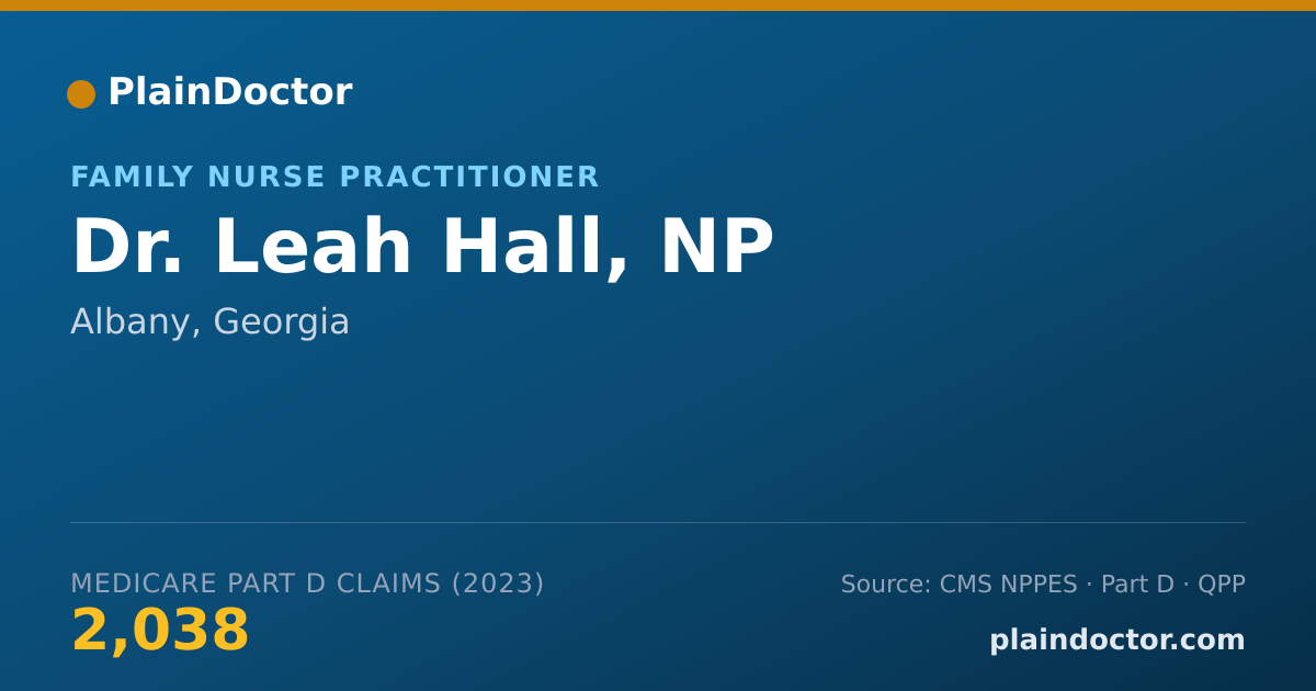 Shareable card for Leah Hall, NP - Family Nurse Practitioner, Albany, GA