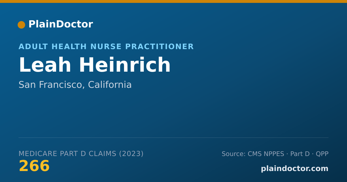Shareable card for Leah Heinrich - Adult Health Nurse Practitioner, San Francisco, CA