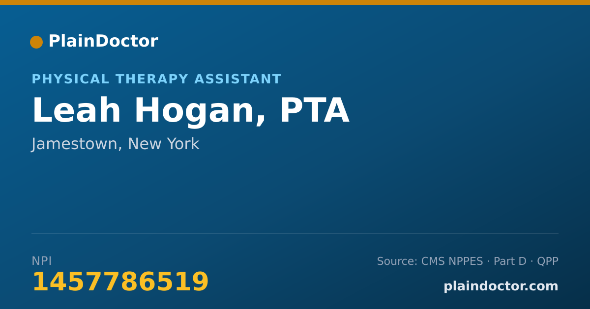 Shareable card for Leah Hogan, PTA - Physical Therapy Assistant, Jamestown, NY