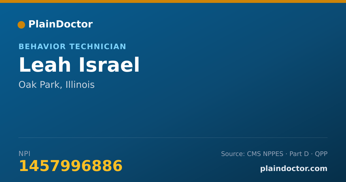 Shareable card for Leah Israel - Behavior Technician, Oak Park, IL