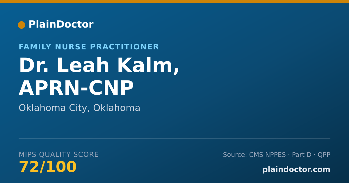 Shareable card for Leah Kalm, APRN-CNP - Family Nurse Practitioner, Oklahoma City, OK