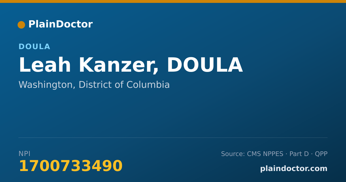 Shareable card for Leah Kanzer, DOULA - Doula, Washington, DC